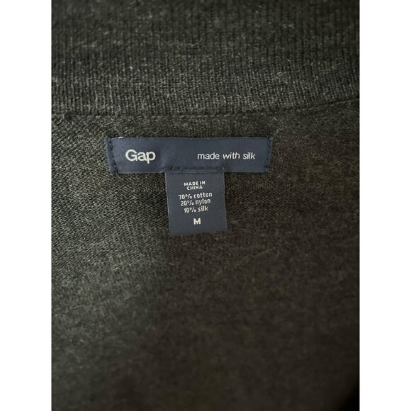 GAP Women’s Embellished Shoulder Cardigan – Charcoal Gray Silk Blend – Size M - Picture 5 of 6
